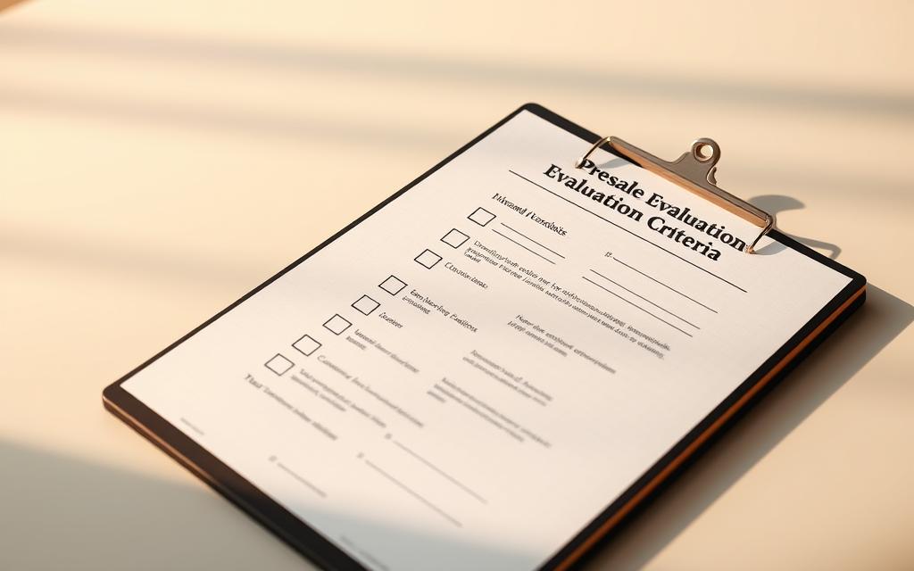 presale evaluation criteria checklist